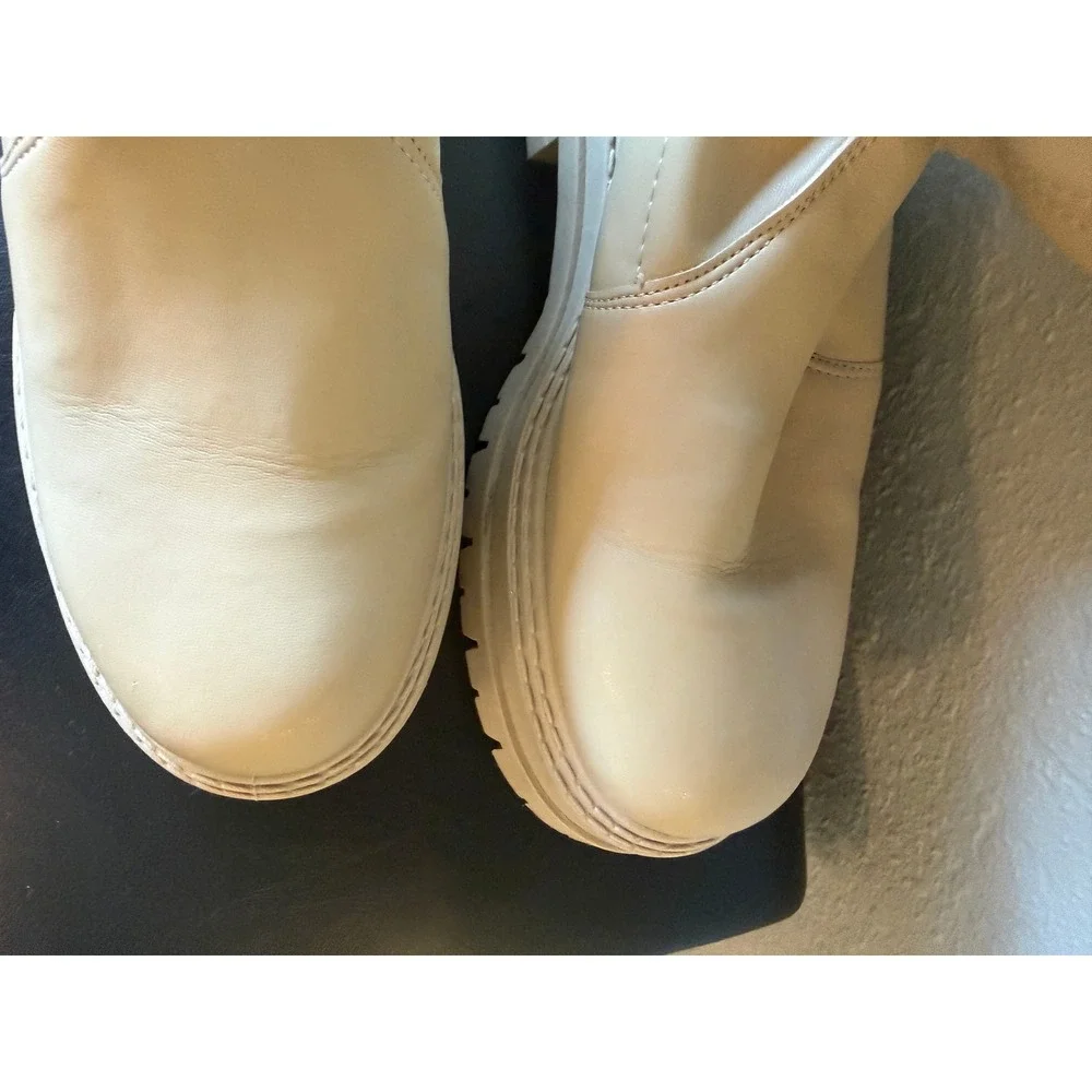 Topshop Wide Fit Cream‎ Ankle Boots Chunky Lug Sole Platform Zip Back US 6 EU 37